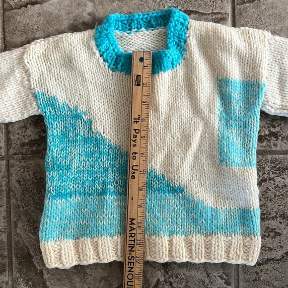 SOLD vintage colorblock hand knit sweater , approx 2T - Picture 6 of 8